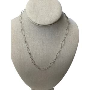 Chico's 925 Sterling Silver Paperclip Chain Necklace Minimalist Chic A1-9